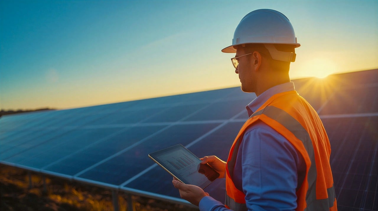 African solar technicians installing panels for clean energy